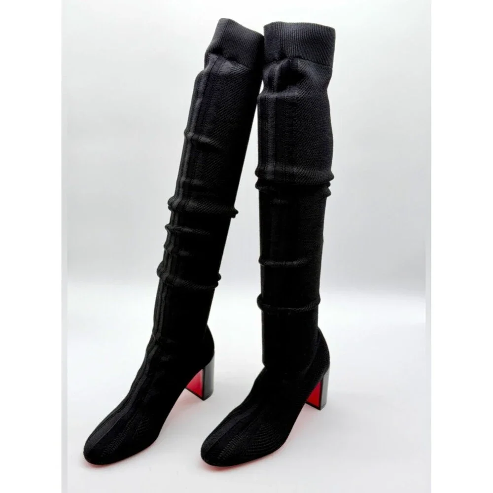 Christian Louboutin Beyonstage Botta 70mm Thightboots Mesh Leather Black EU 37.5